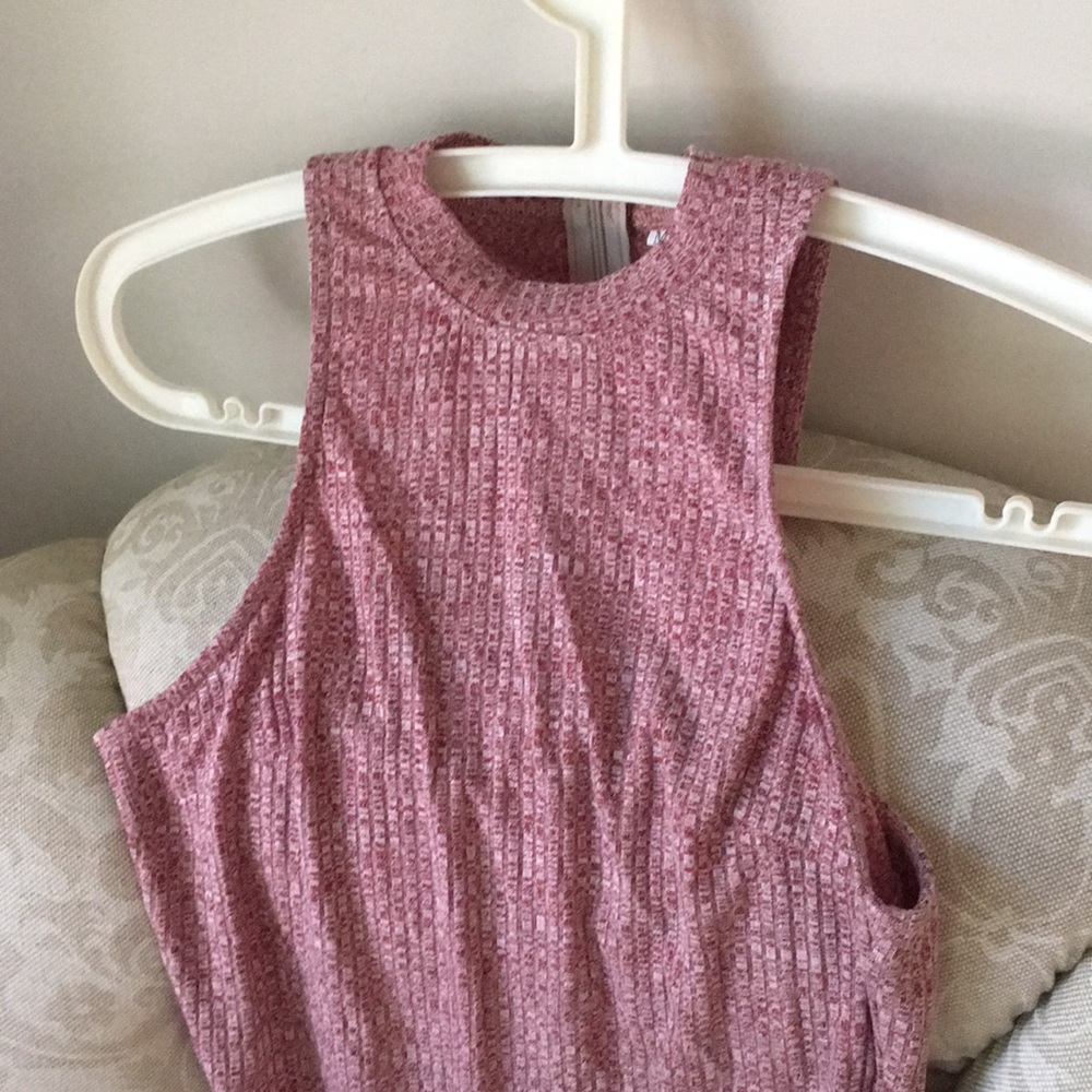 SizeS Women Red Sleeveless Dip Hem Bodycon Dress